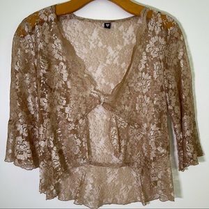 Vintage bohemian gold lace blouse